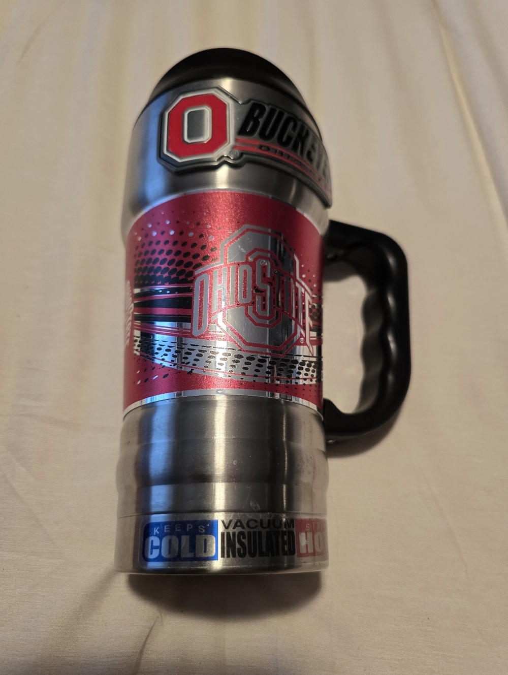 Ohio State Buckeyes 20oz Insulated Mug Cup Holder Friendly Scarlet/Silver New